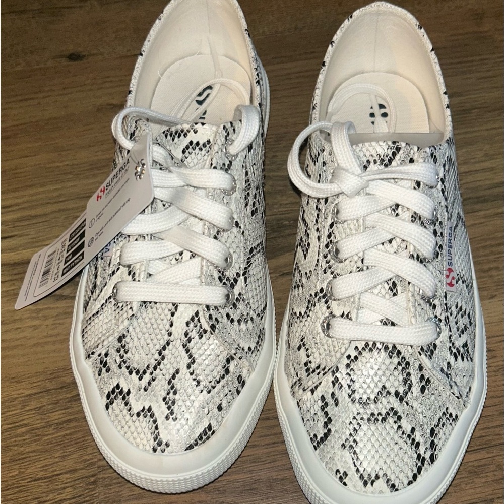 Women's White Snake Print Sneakers